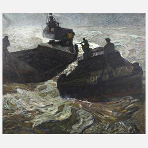 Ludwig Kath, Schleppkähne auf bewegter See
