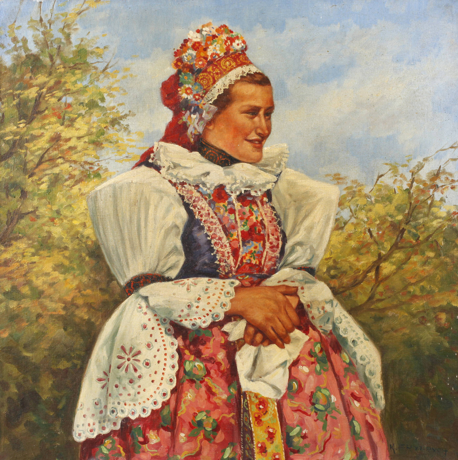 K. Frydrych, Bäuerin in Tracht