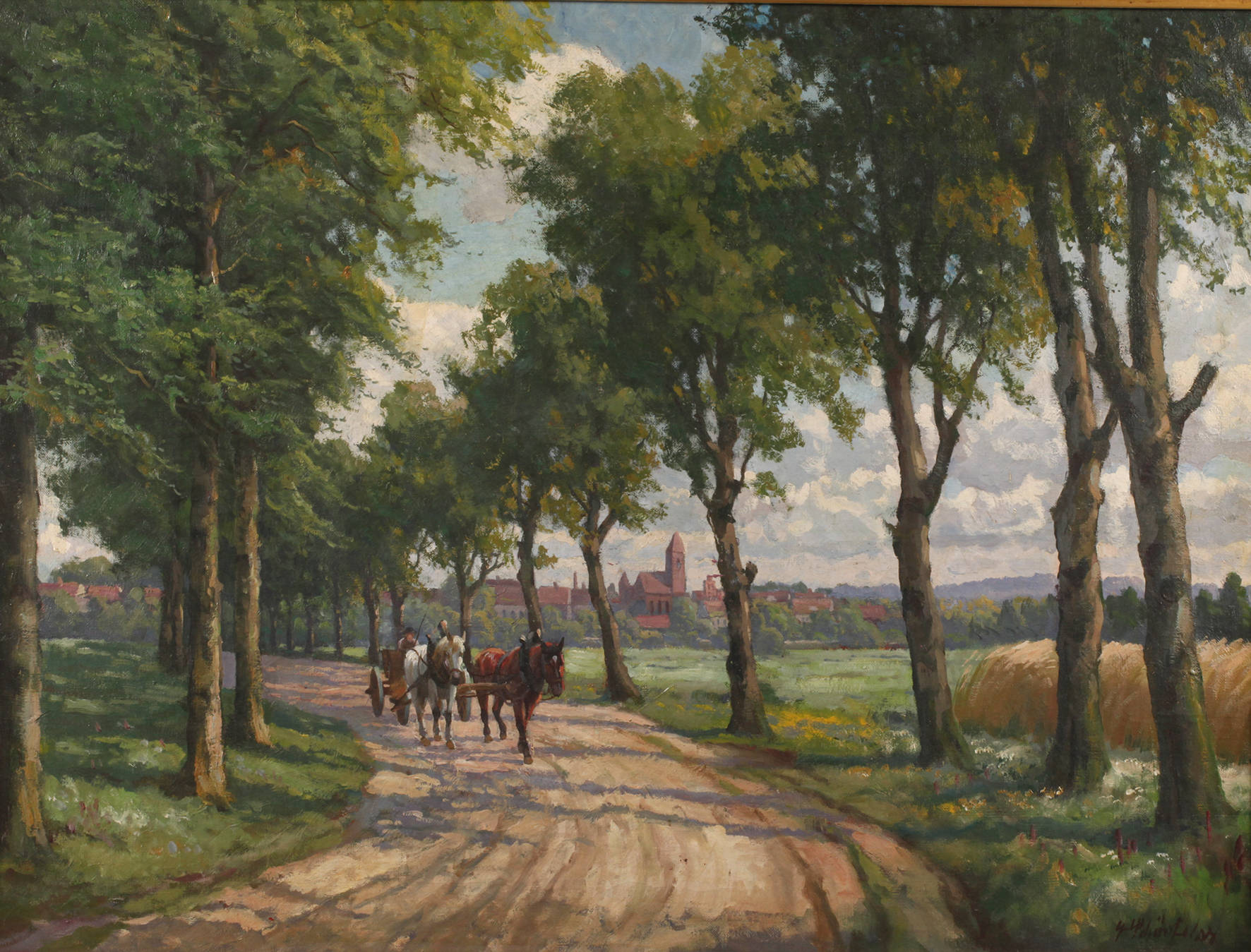 Pferdekarren vor der Stadt