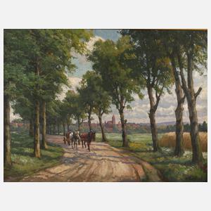 Pferdekarren vor der Stadt