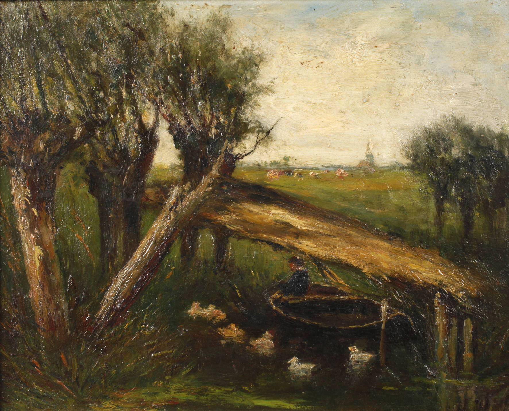 Marinus Heijl, attr., Weiden am Teich