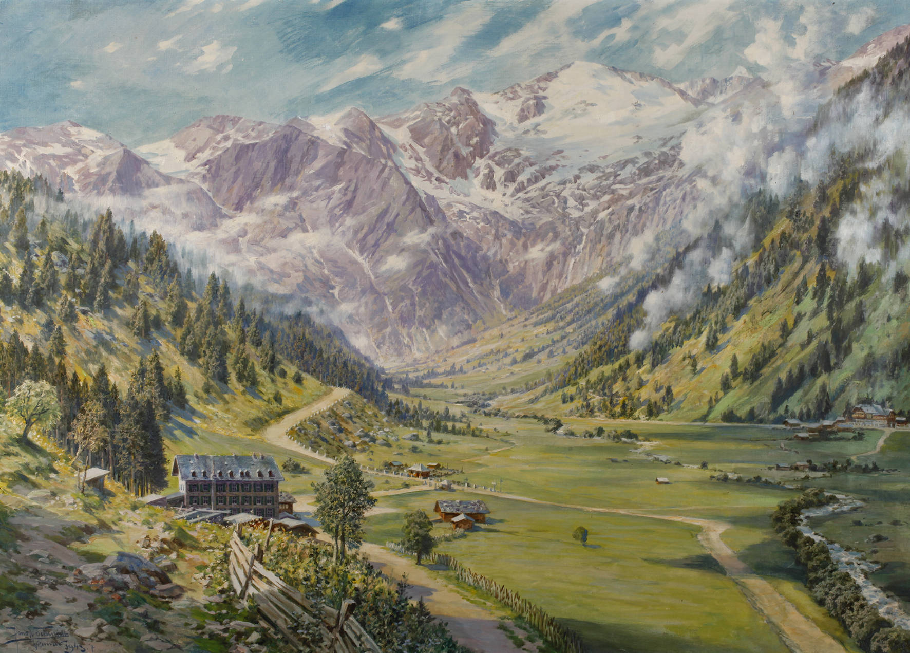 Prof. Hans W. Schmidt, Ansicht Ferleiten mit Großglockner