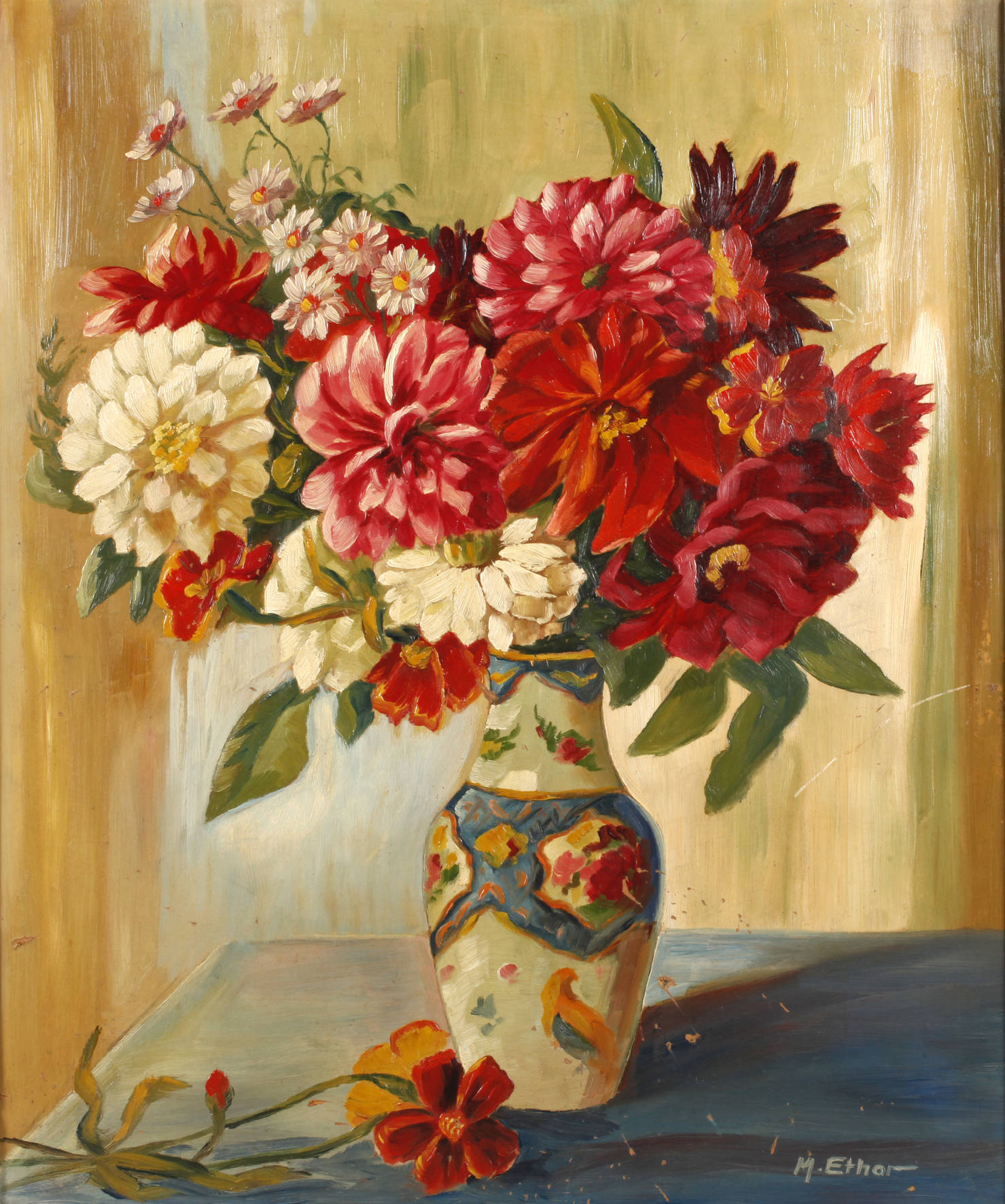 M. Ethor, Dahlienstillleben
