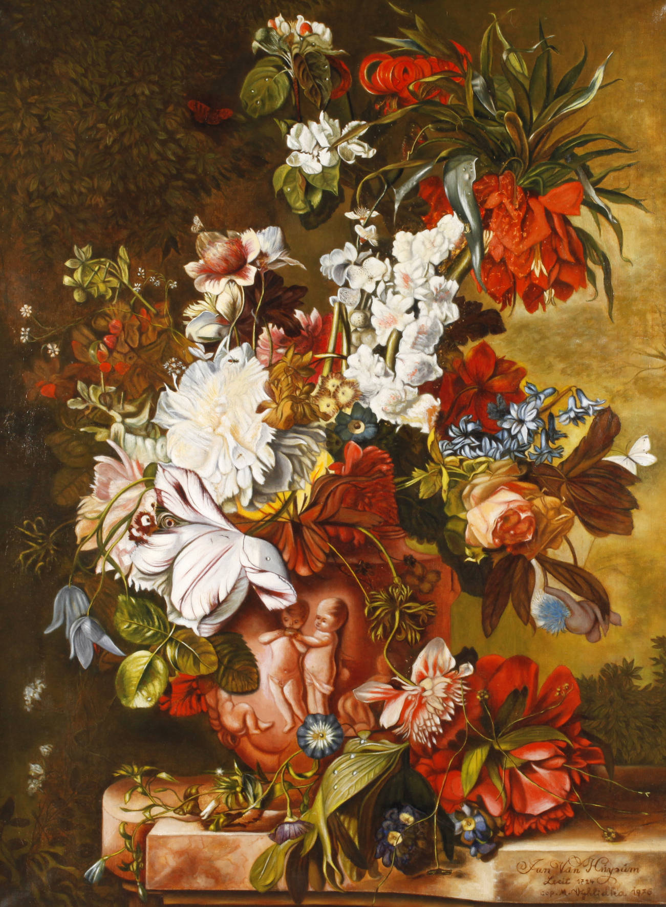 M. Vyhlidka, Blumenstillleben nach Jan van Huysum