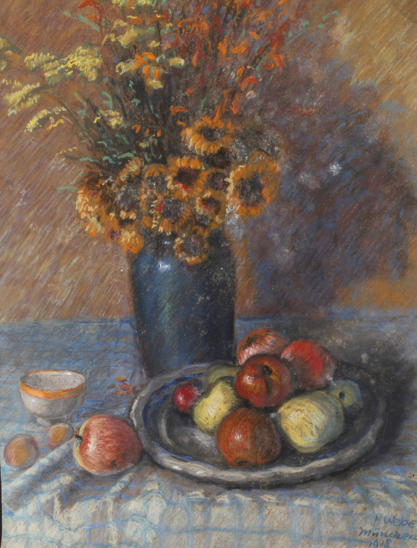 H. Weber, Stillleben mit Blumen und Früchten