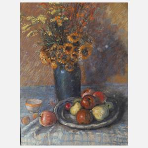 H. Weber, Stillleben mit Blumen und Früchten