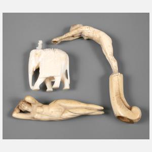 Drei Elfenbeinschnitzereien