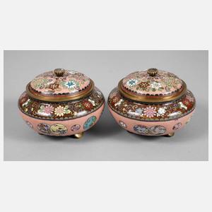 Paar Cloisonnédosen