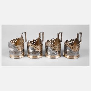 Vier Teeglashalter Russland