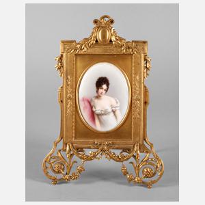 Porzellanbildplatte im Messingrahmen