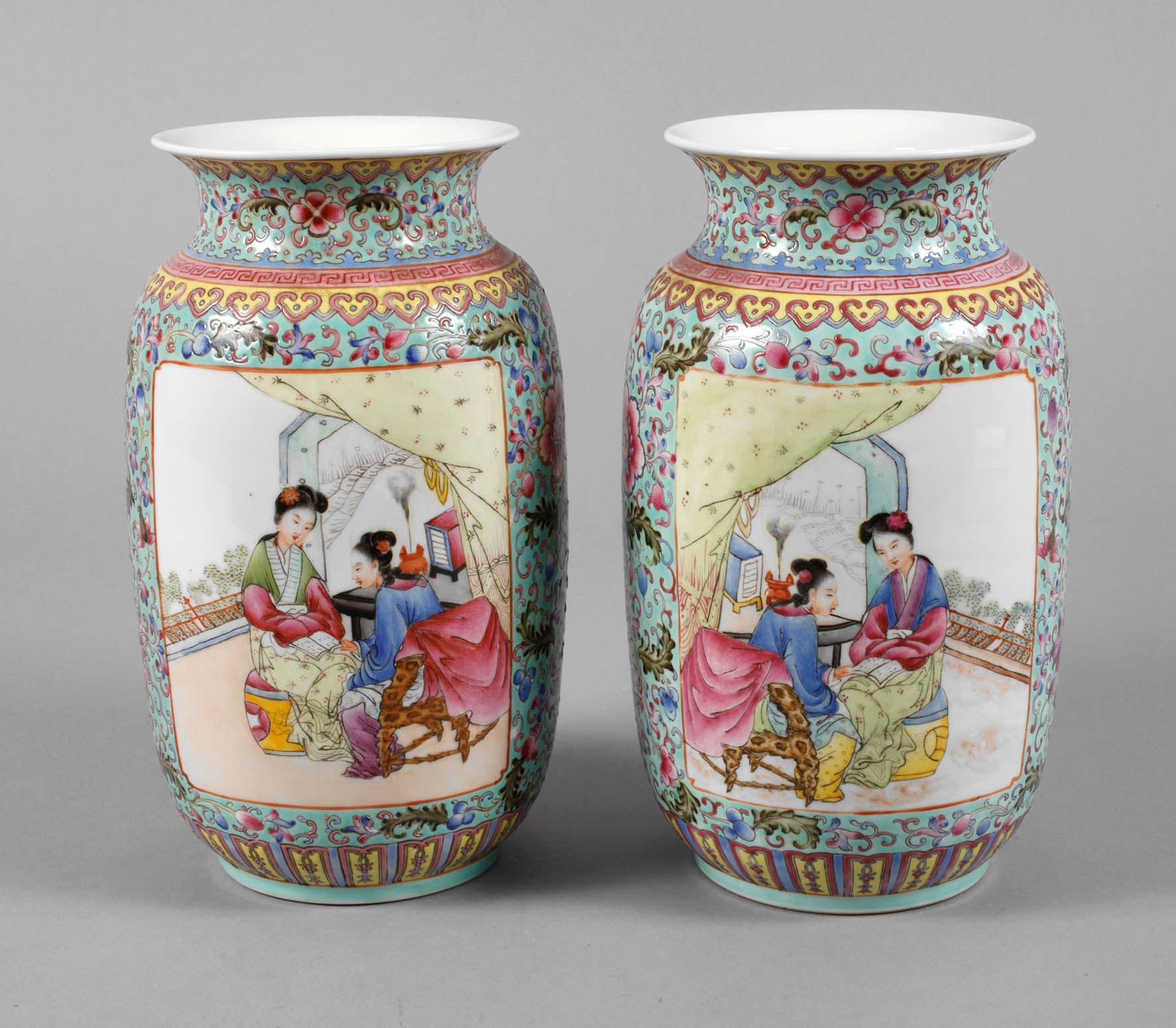 Paar Vasen Famille Rose