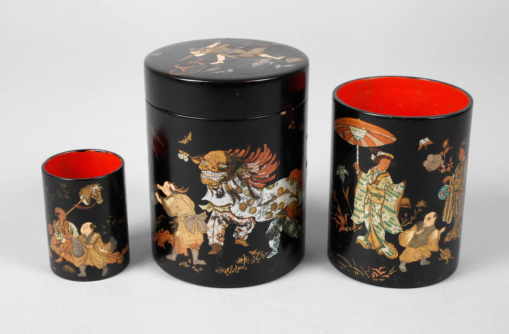 Drei chinesische Lackarbeiten