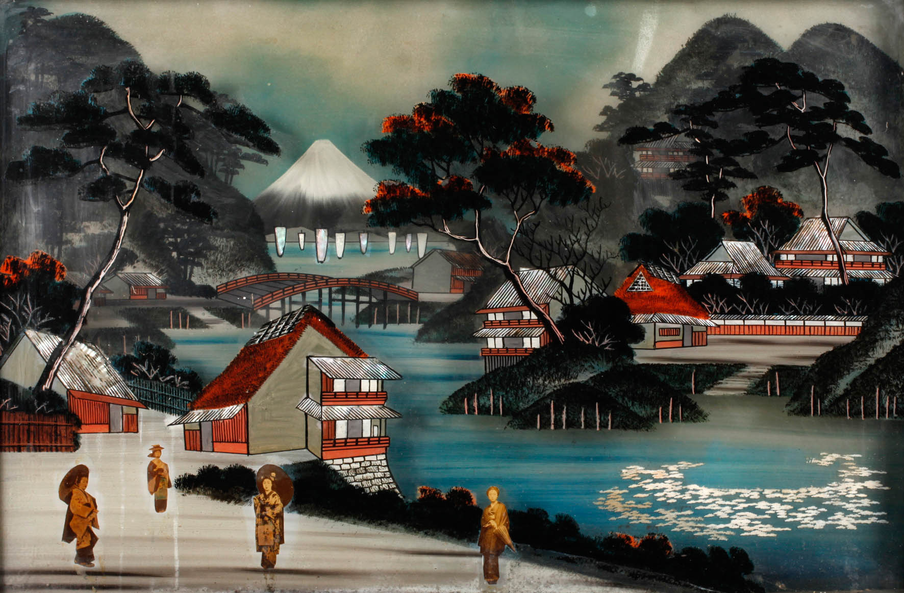 Japanische Hinterglasmalerei