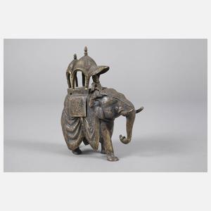 Bronzeplastik Elefantenreiter