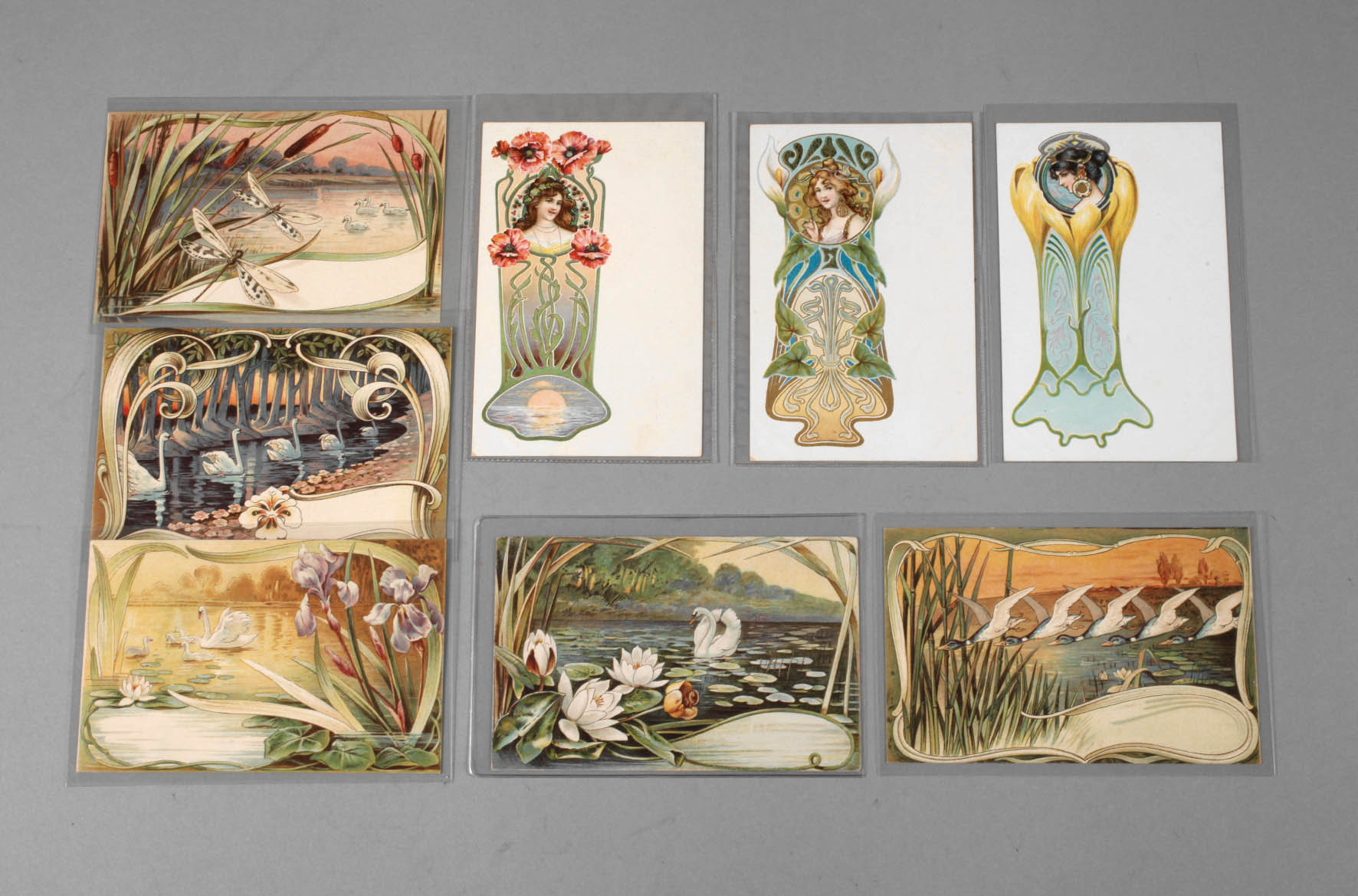 Acht Postkarten Jugendstil