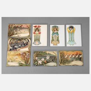 Acht Postkarten Jugendstil