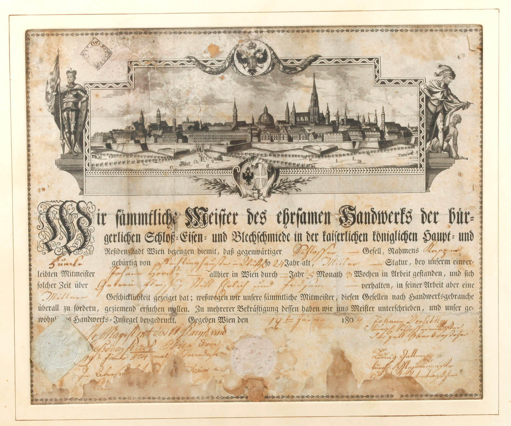 Gesellenbrief eines Schmiedes