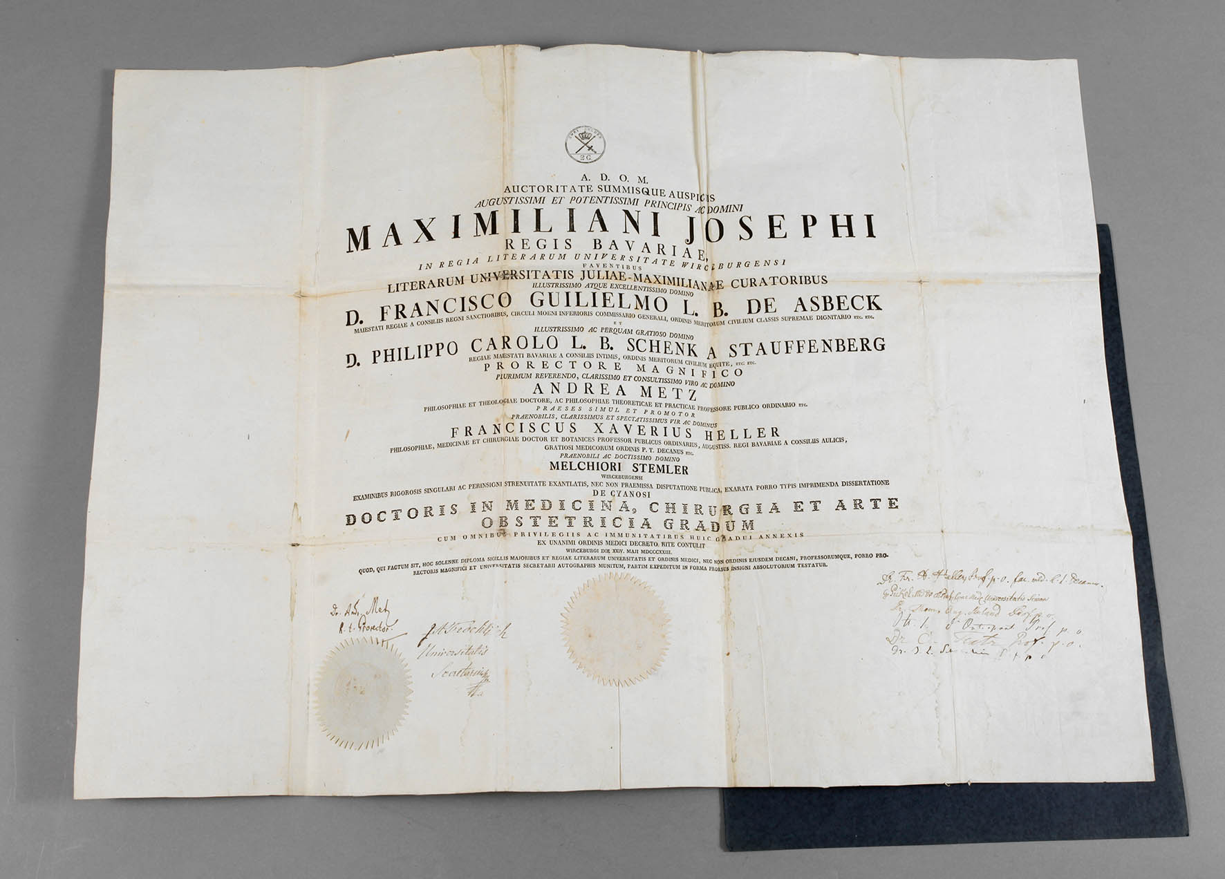 Doktorbrief der Universität Würzburg 1823