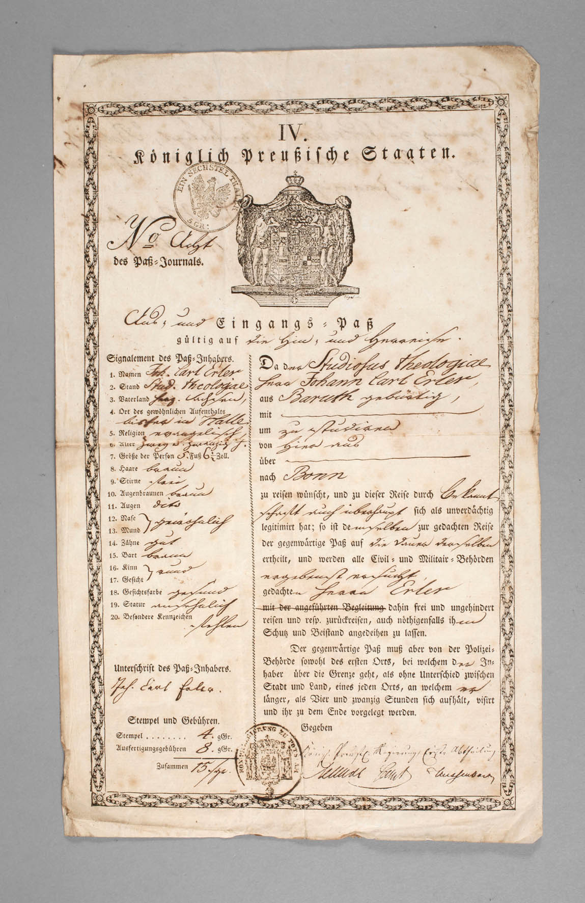 Urkunde Preußen 1824