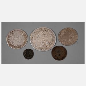 Fünf Kleinmünzen RDR