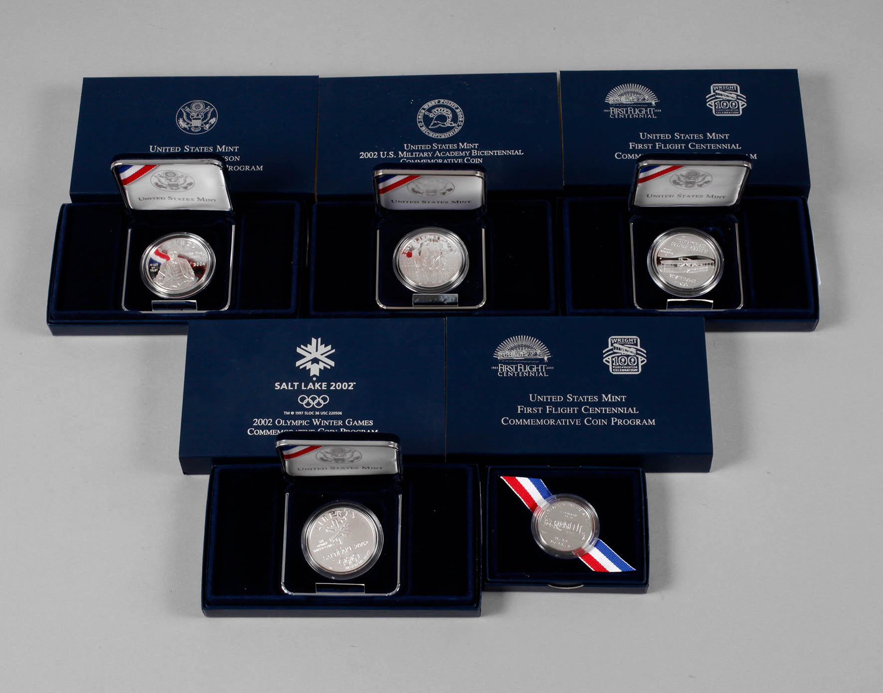 Fünf Gedenkmünzen USA