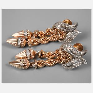 Paar Ohrhänger mit Diamantbesatz