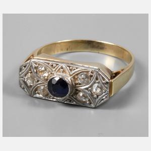 Damenring mit Diamanten und Saphir