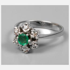 Damenring mit Smaragd und Diamanten