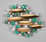 Brosche mit Brillanten und Smaragden