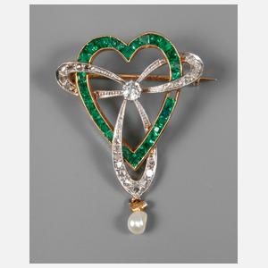 Brosche mit Smaragden und Brillanten