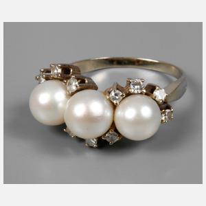 Damenring mit Perlen und Brillanten