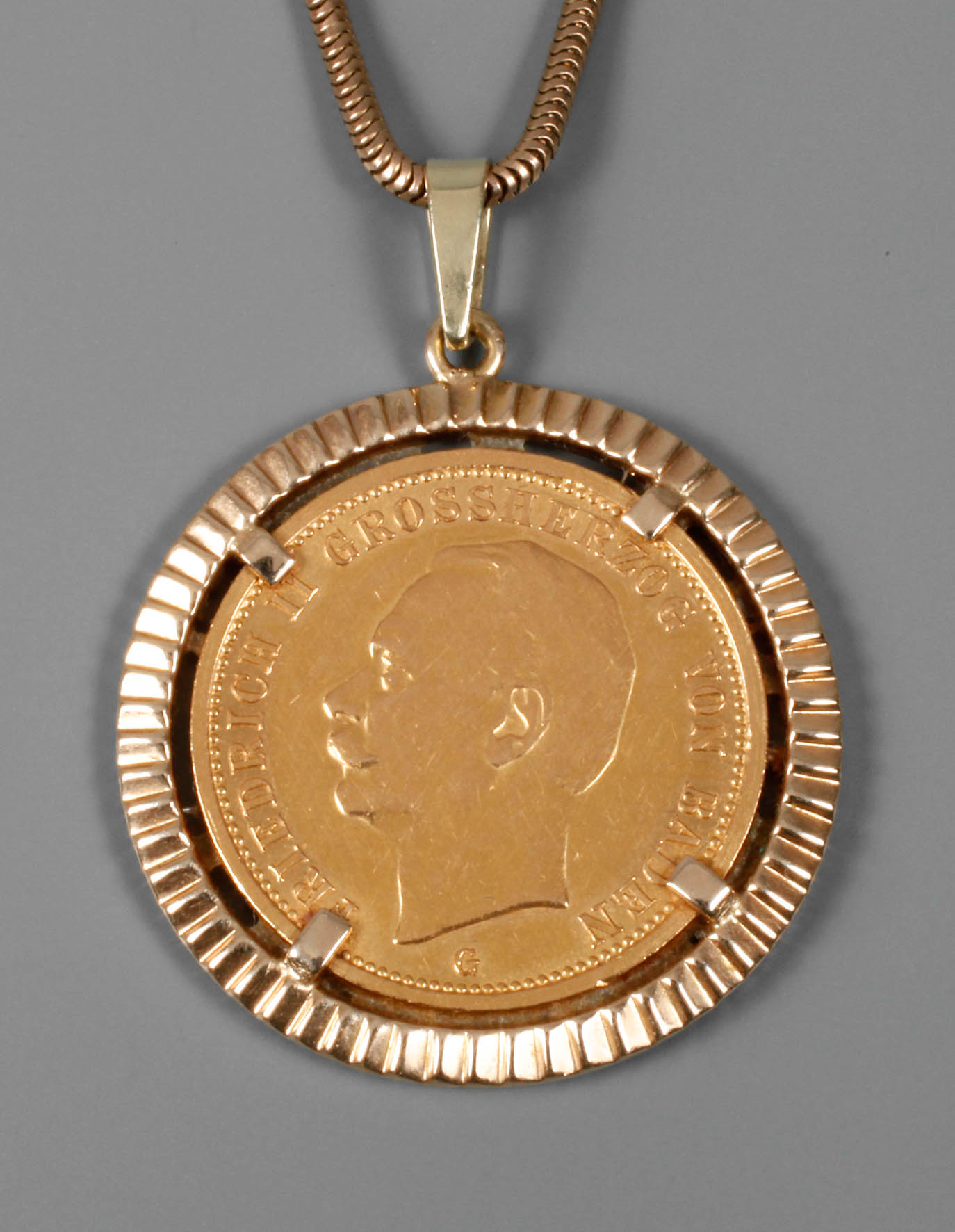 Münzanhänger Gold 20 Mark Baden 1914