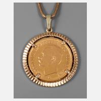 Münzanhänger Gold 20 Mark Baden 1914111