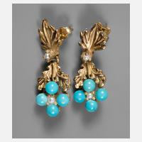 Paar Ohrhänger mit Türkisen und Perlen111