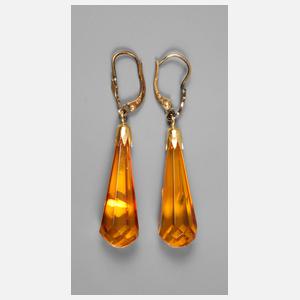 Paar Ohrhänger mit facettiertem Bernstein