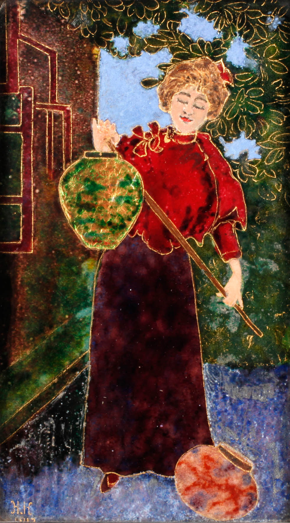 Emailbildplatte Jugendstil