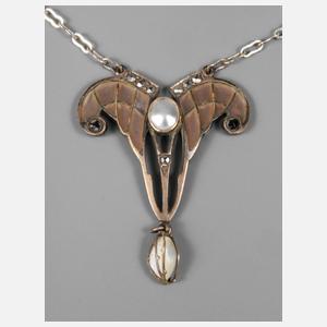 Collier Fensteremail mit Perlenbesatz