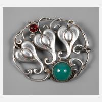 Jugendstilbrosche mit Chrysopras und Granat111