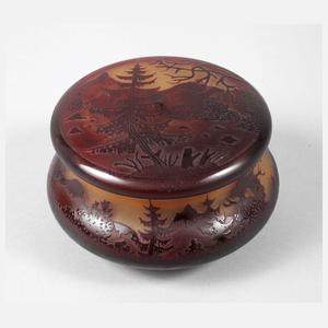 Emile Gallé Deckeldose Landschaftsdekor