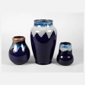 Bürgel drei Laufglasurvasen