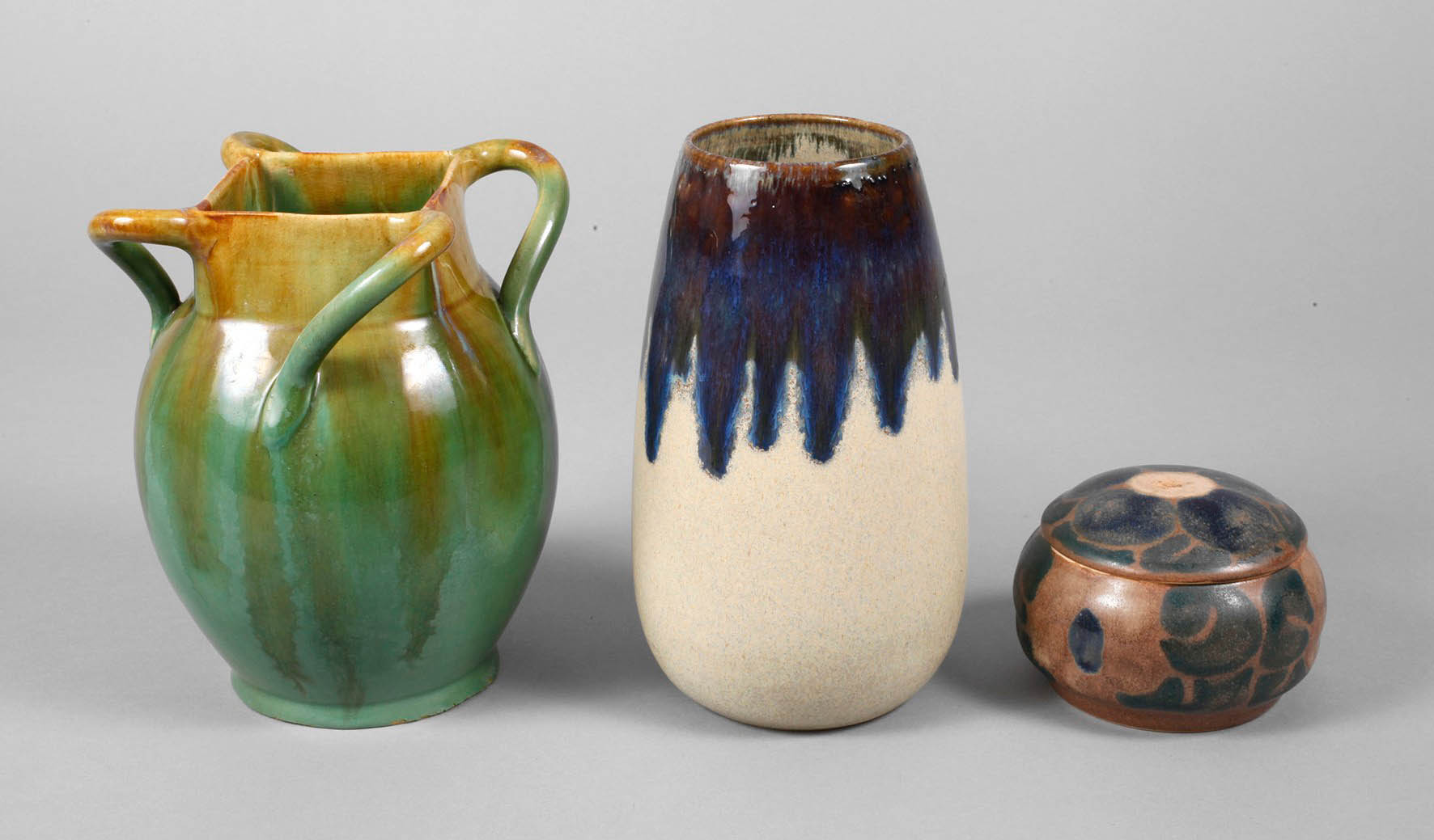 Bürgel zwei Vasen und eine Deckeldose