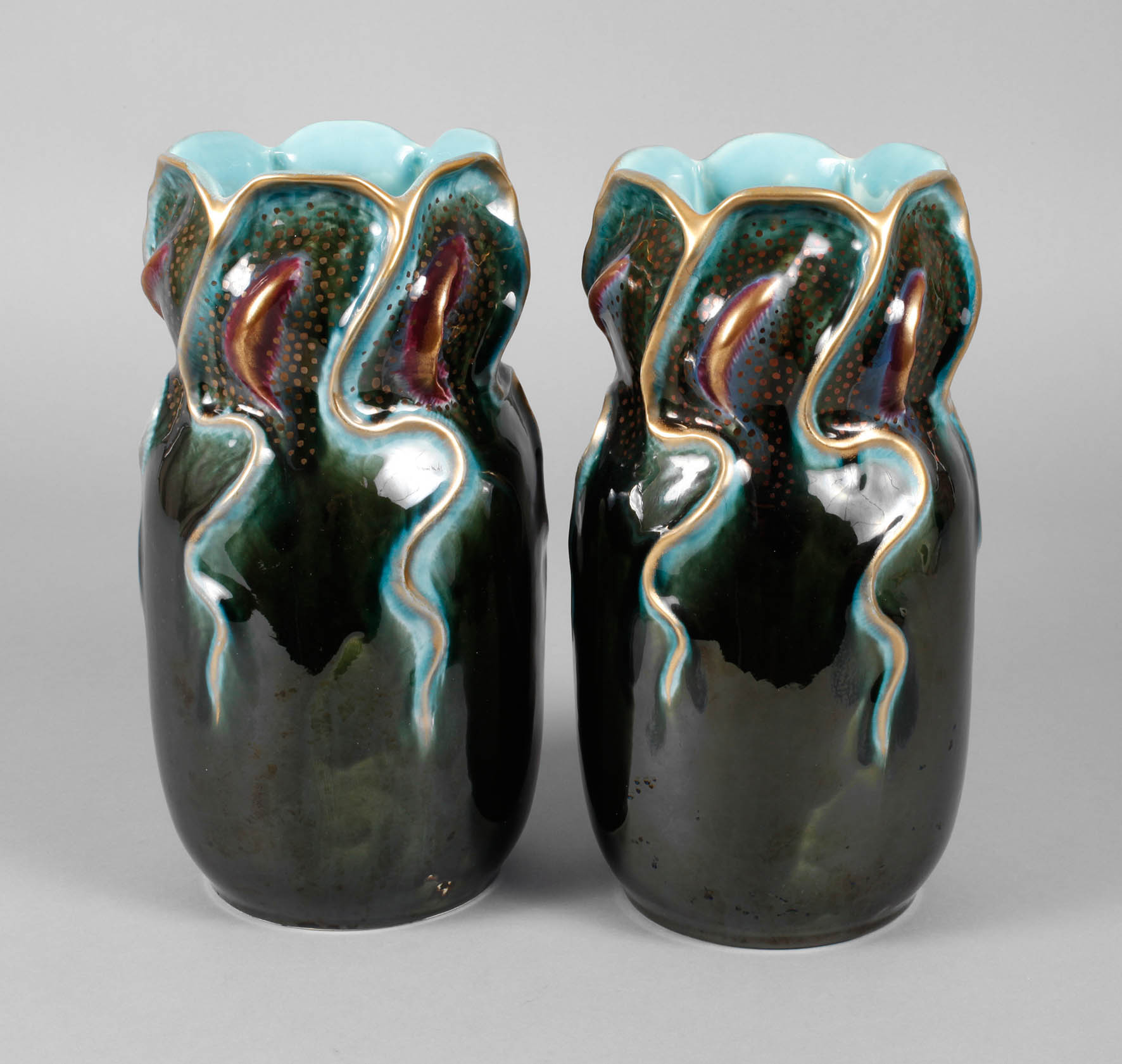 Sarreguemines Vasenpaar Jugendstil