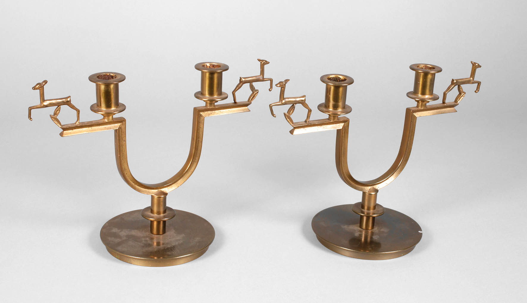 Paar Messingleuchter Art déco