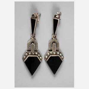 Ohrhänger Onyx mit Markasiten