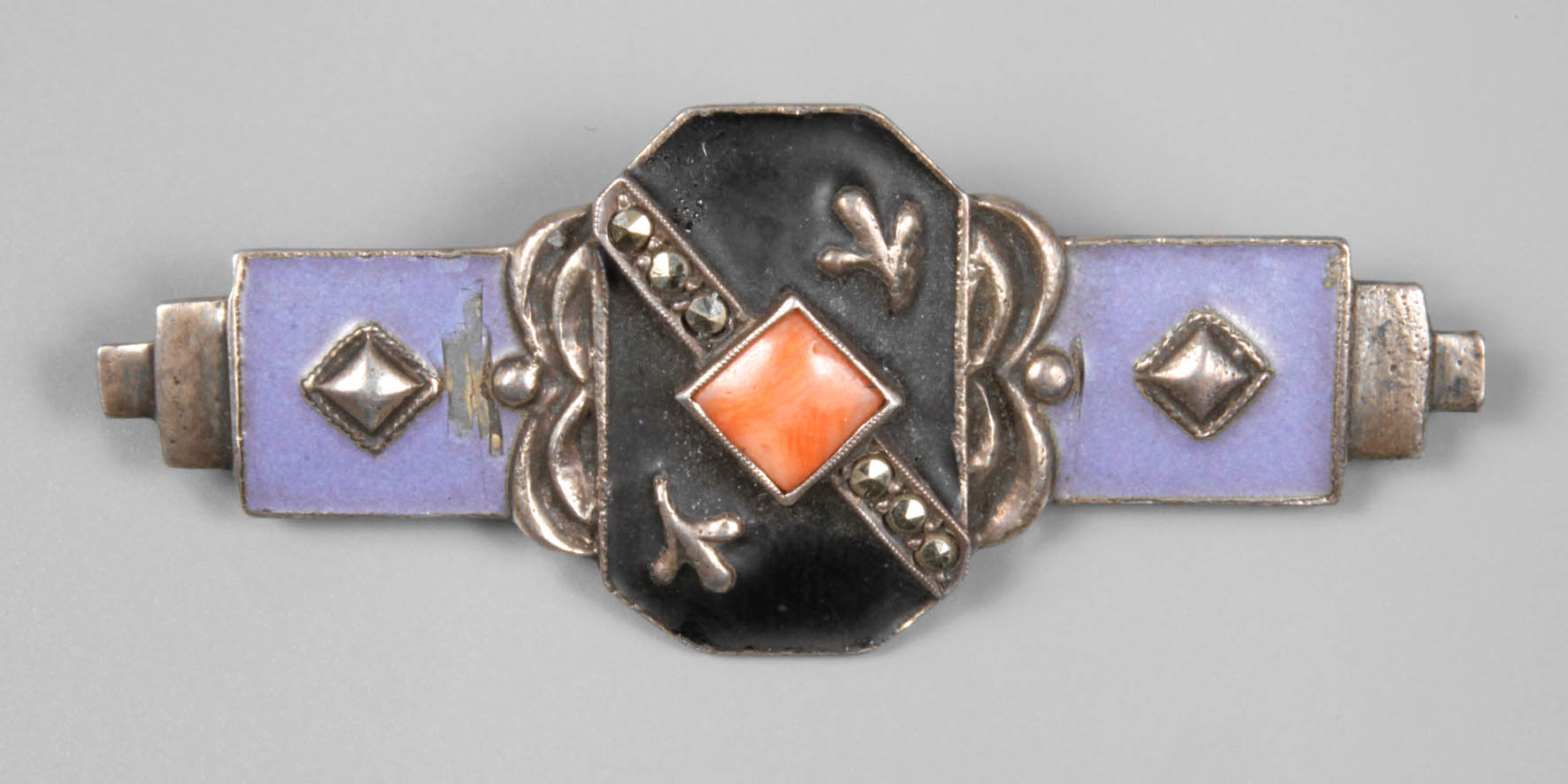 Theodor Fahrner, Brosche mit Email und Markasiten