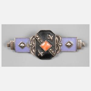 Theodor Fahrner, Brosche mit Email und Markasiten