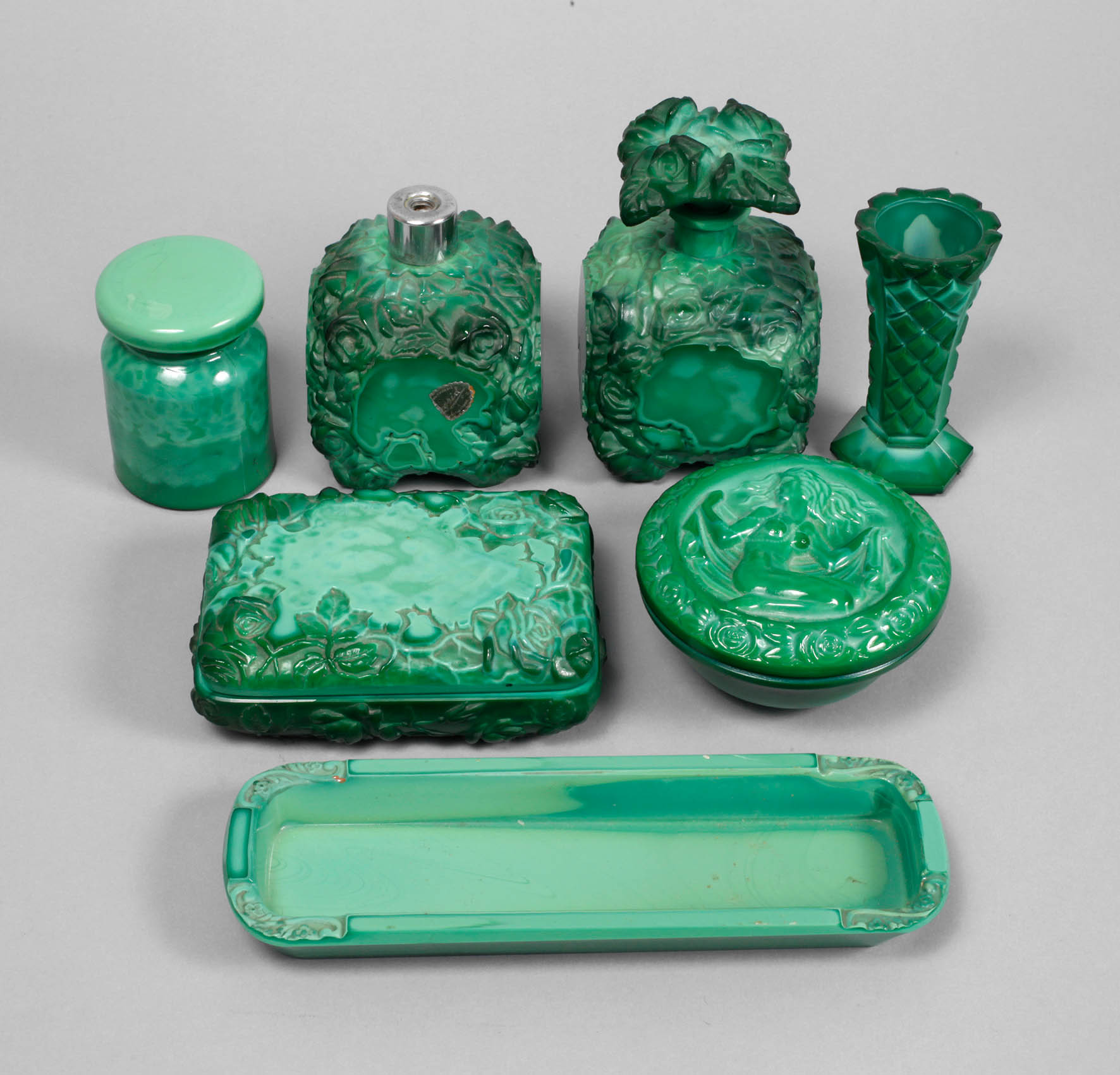 Gablonz sieben Teile Jadeglas