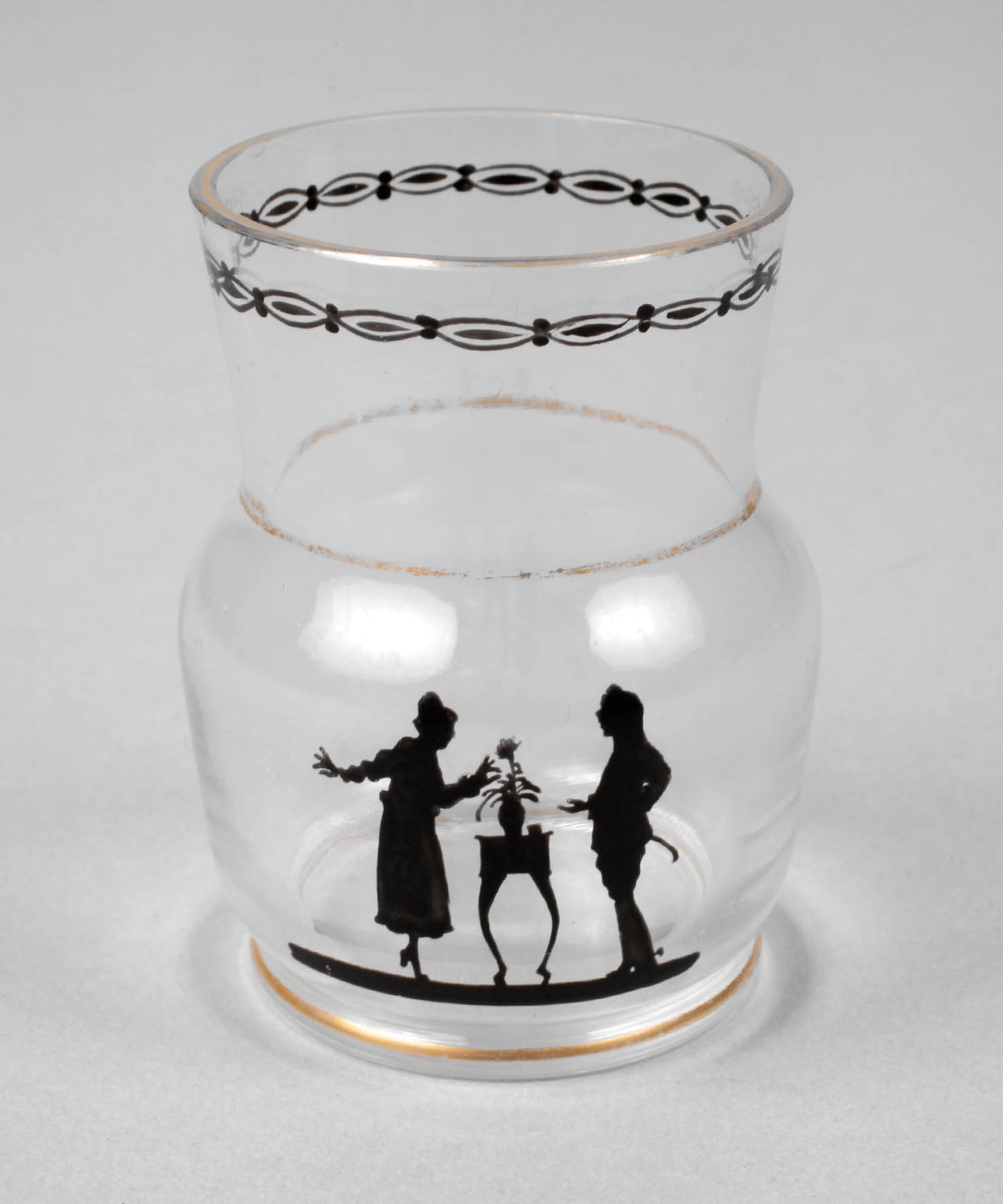 Steinschönau kleine Vase Schattenmalerei