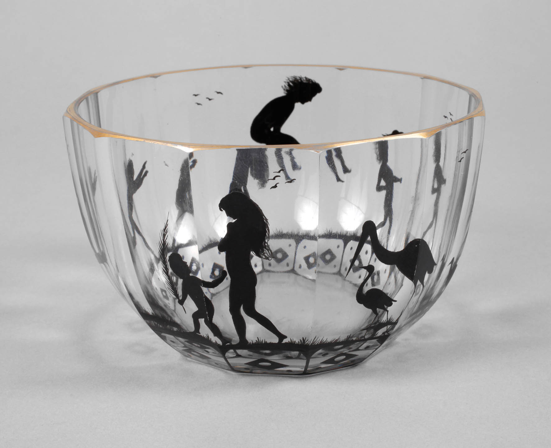 Steinschönau Schale Schattenmalerei