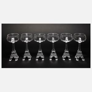 Sechs Sektschalen ”Eiffelturm”